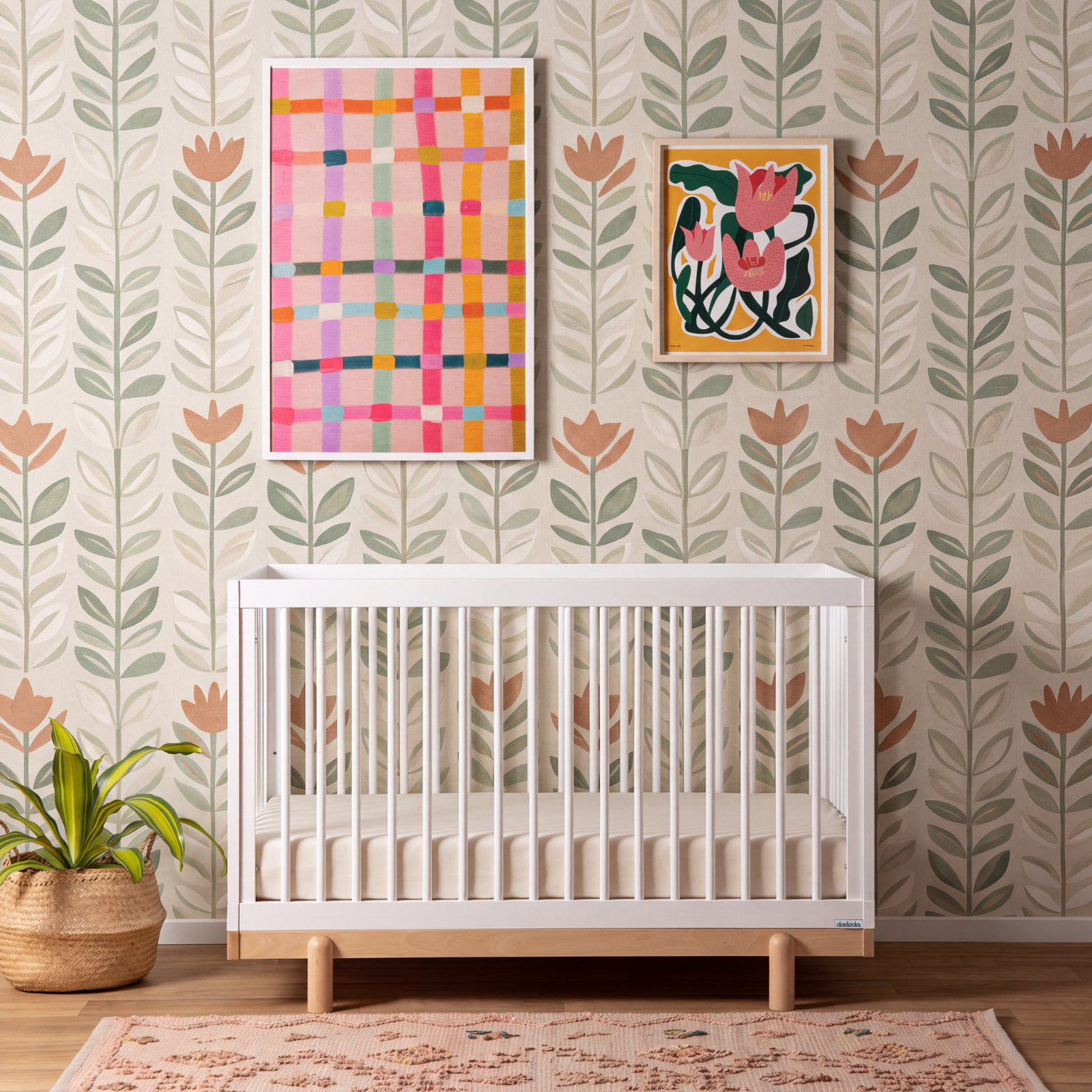 Bliss 4-in-1 Convertible Crib, White/Natural