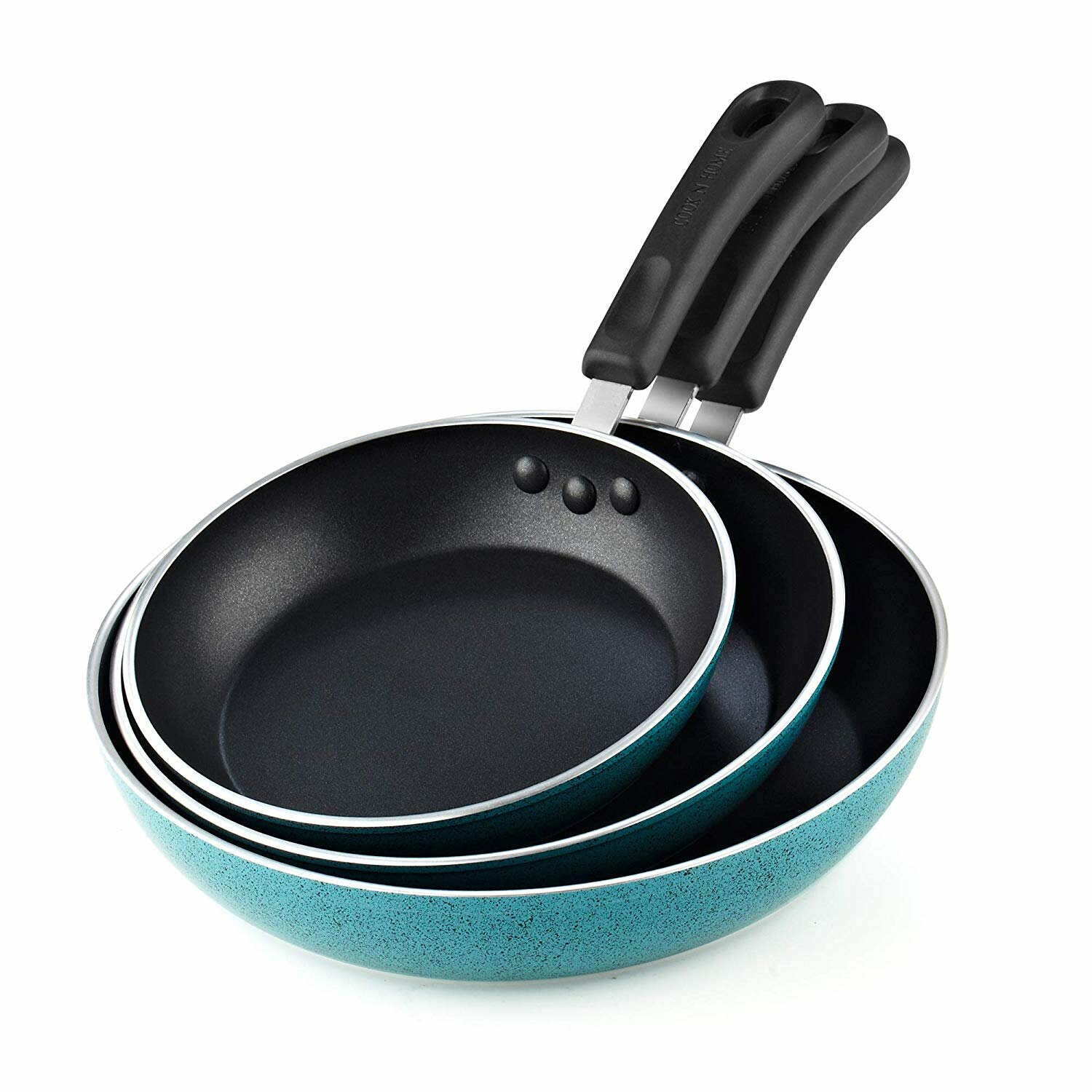 Cook N Home Basics Nonstick Saute Skillet Fry Pan 3-Piece Set, 8 inch/