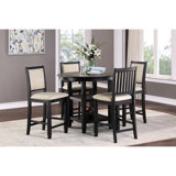 5pc Counter Height Dining - Black/brown Finish Built-in Shelves Seats 4 Transitional Wooden Table Chair Room Furniture Shelf Black & Brown Seating For