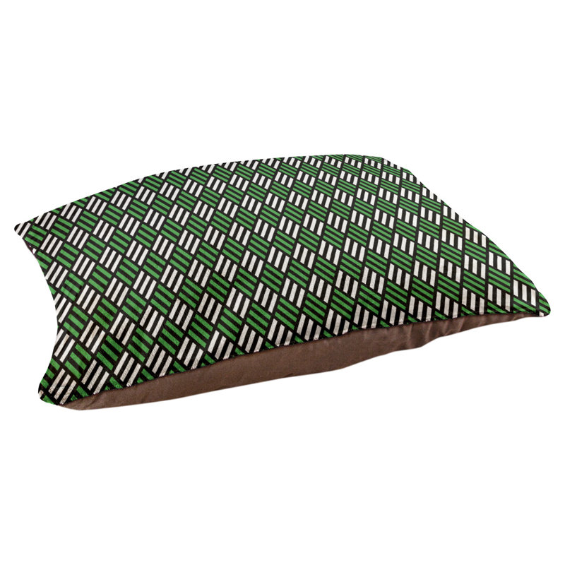 Coussin pour chien à rayures losanges Byrge, Grand (l 42,5 po x P 32,5 po x H 14 po), Noir / vert pâle