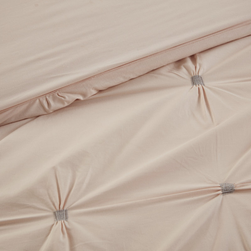 Full White Cotton Comforter Set with Fold Embellishment