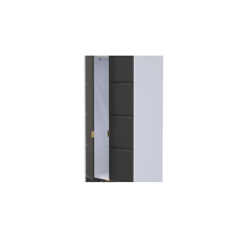 Fully Assembled 3 Door Wardrobe, 197cm H x 74cm W x 53cm D, Graphite/White