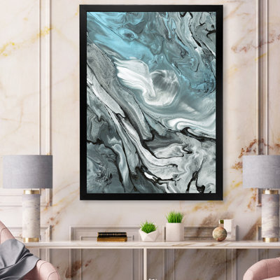 Marbre noir et bleu abstrait I - peinture sur toile
