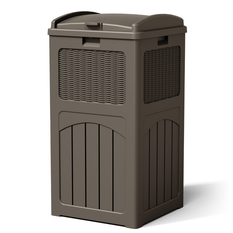 Poubelle à couvercle manuel 32 gallons Devoko, Marron foncé