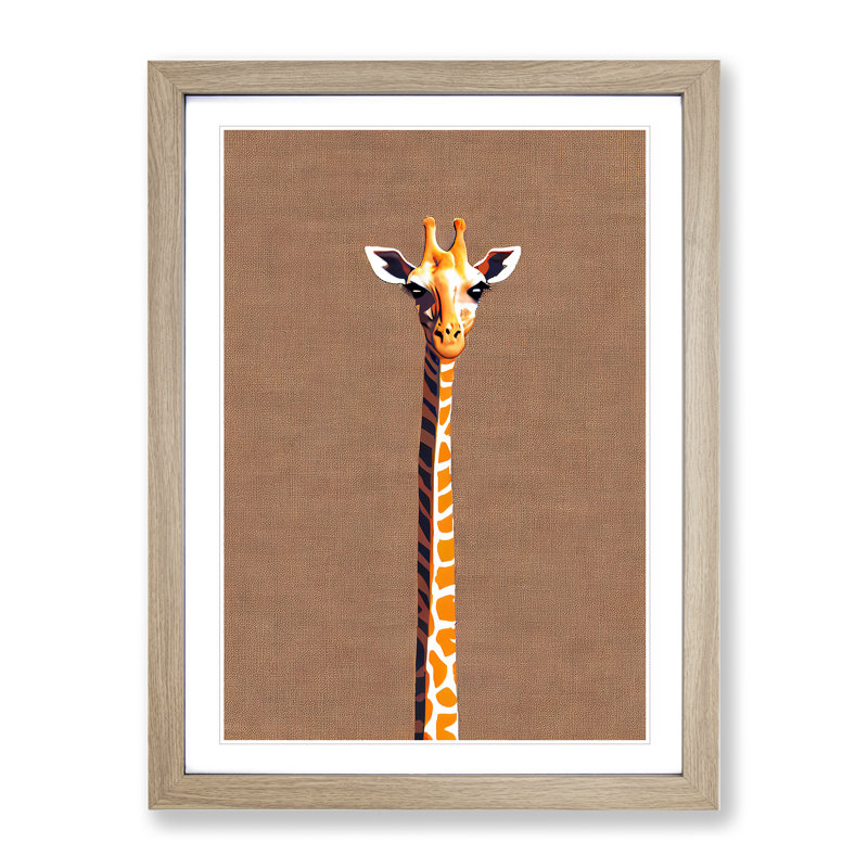 Skinny Giraffe - Framed Print, 64cm H x 46cm W x 2cm D, Oak