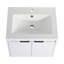 Meuble-lavabo moderne blanc brillant 48 po avec lavabo en résine, portes à fermeture en douceur, 1 armoire murale et armoire latérale, quincaillerie de porte de fermeture à option de rangement, conception à fixation flottante, contreplaqué