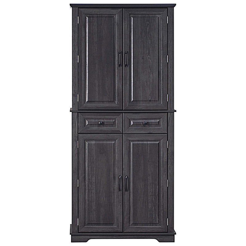 Armoire de cuisine de 71 po de hauteur avec 3 organisateurs coulissants, armoire de rangement autoportante avec 6 tablettes de porte et 2 tiroirs
