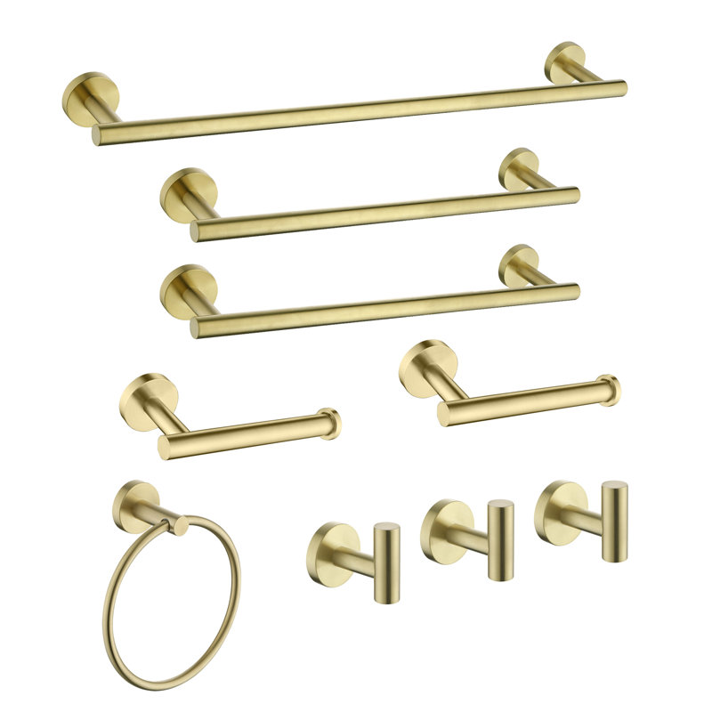 9 - Piece Bathroom Hardware Set, Brushed Gold