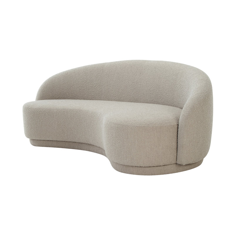 82.25" Round Arm Curved Loveseat, Maya Gray Boucle