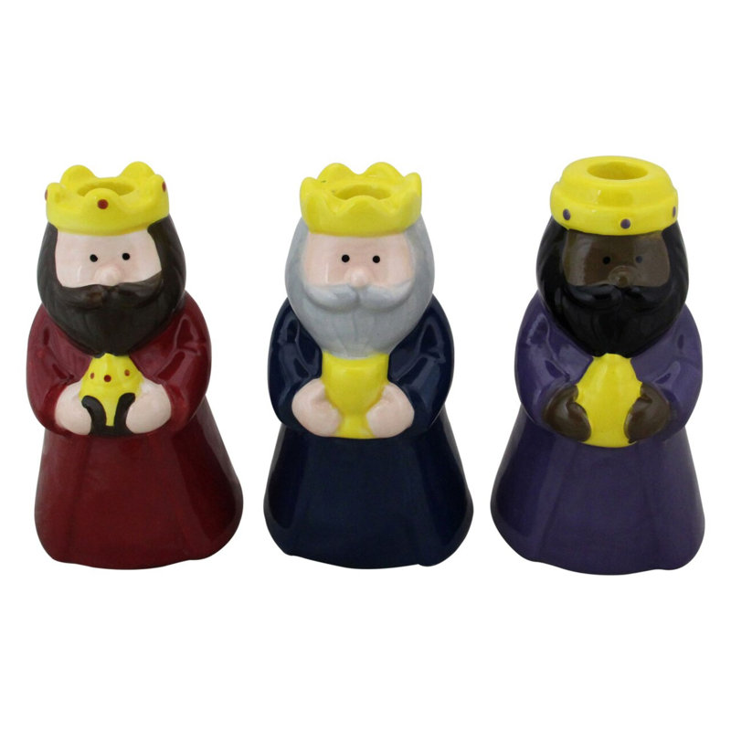 Ensemble de 3 porte-bougies de Noël crèche Wise Men 6,5 po