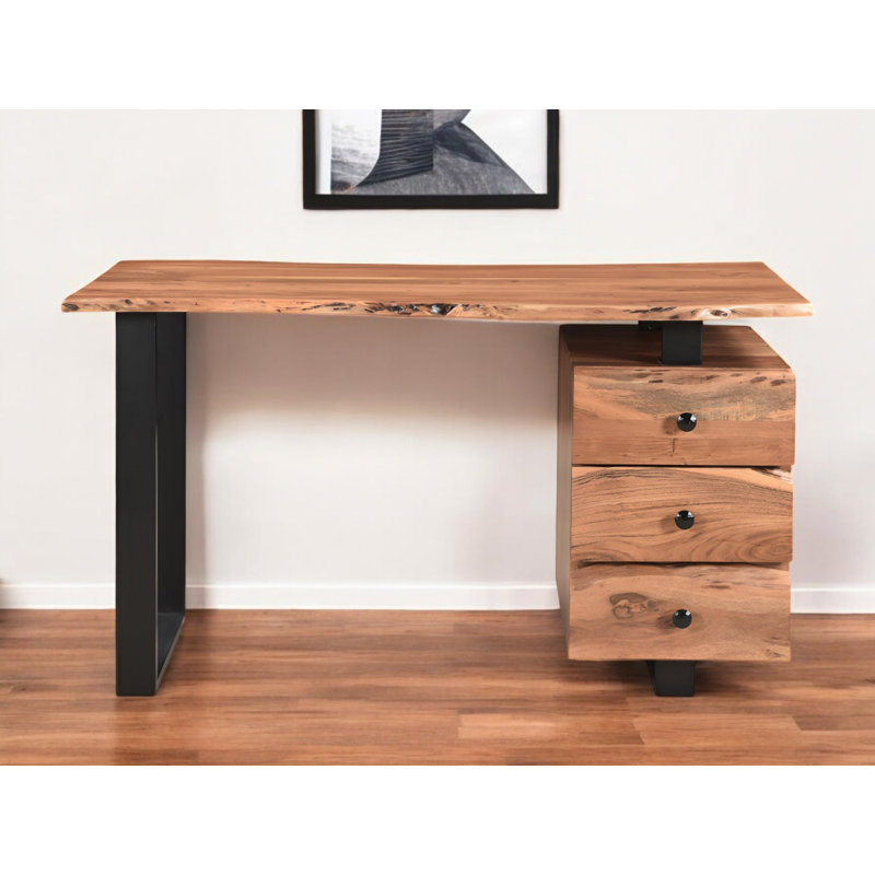 HomeRoots Solid Wood Iron Writing Desk