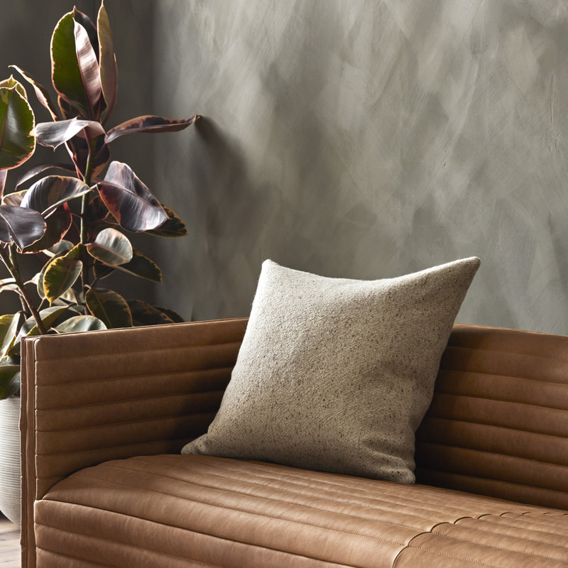 Stonewash Linen Pillow Cover & Insert, Hasselt Taupe, Square 22"