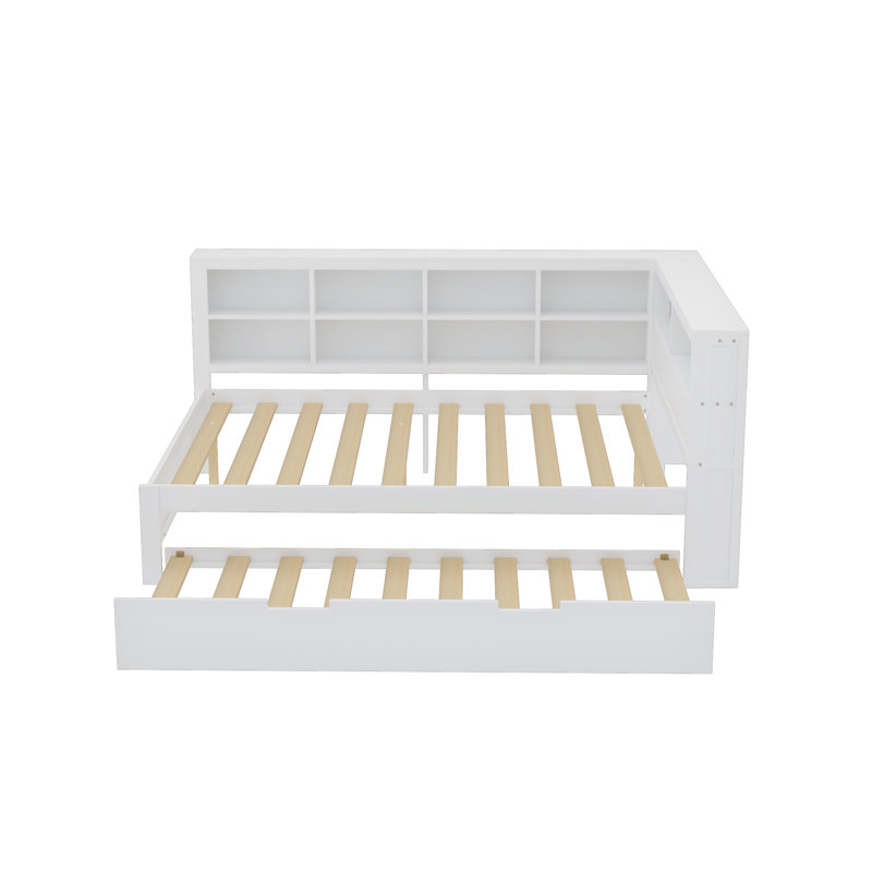 Castaneda Upholstered Daybed with Trundle Bed, White