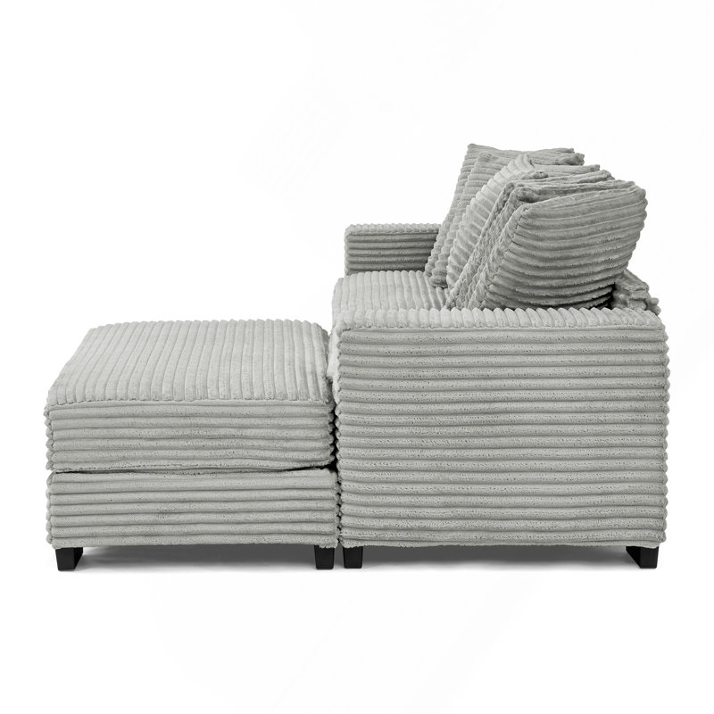 Canapé-lit modulaire rembourré en velours côtelé Corduroy, Velours côtelé gris