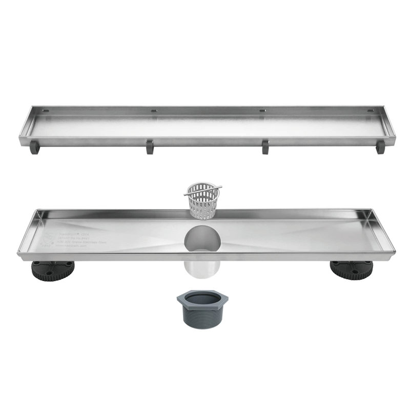 18 In. Stainless Steel Linear Shower Drain With Tile-In Pattern Surface