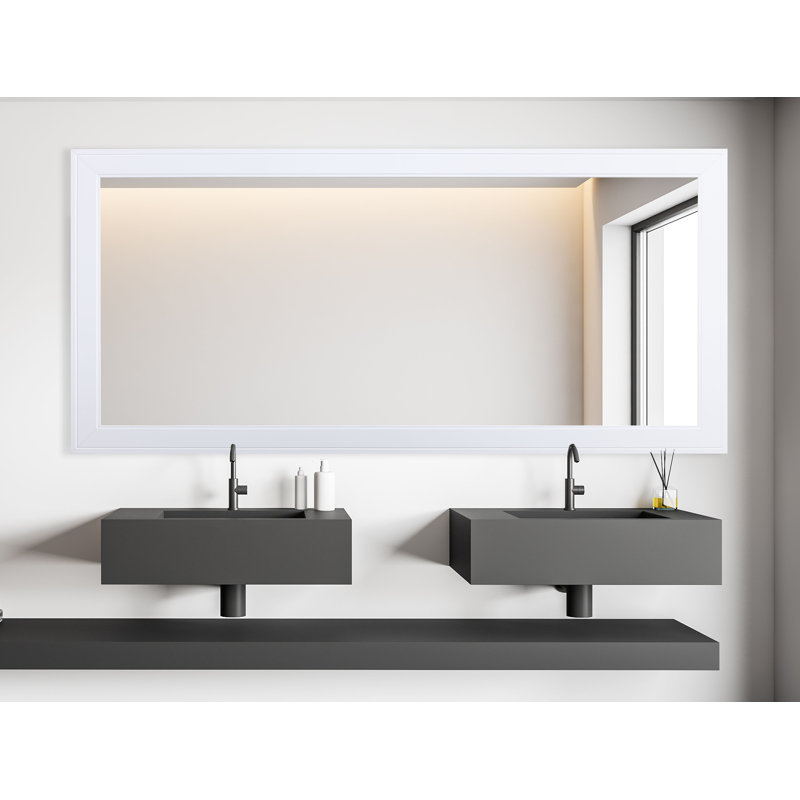 Bovee Engineered Wood Flat Wall Mirror, White, 39" x 45.5"