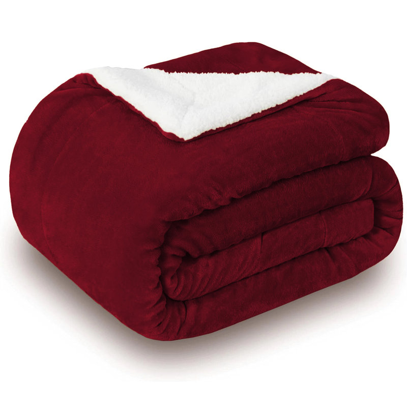 Couverture en molleton ultra doux Sherpa - réversible, chaude et moelleuse - lavable à la machine, Bourgogne