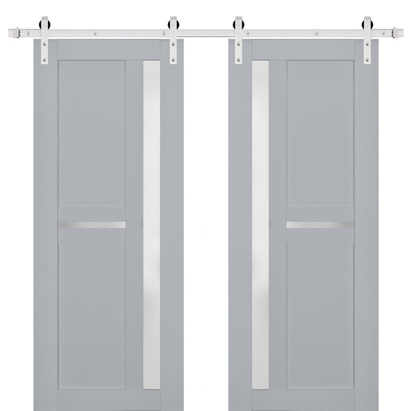 Portes de grange en bois givré Veregio, 64 po x 80 po, Gris