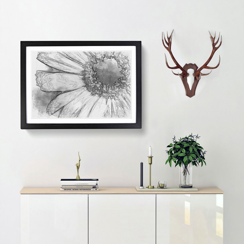 Pretty Flower in Abstract - Framed Print, 35cm H x 50cm W x 2cm D, Black