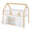 Lit mezzanine bas avec escalier, tablettes et armoires, lit mezzanine en bois avec toit-828712522