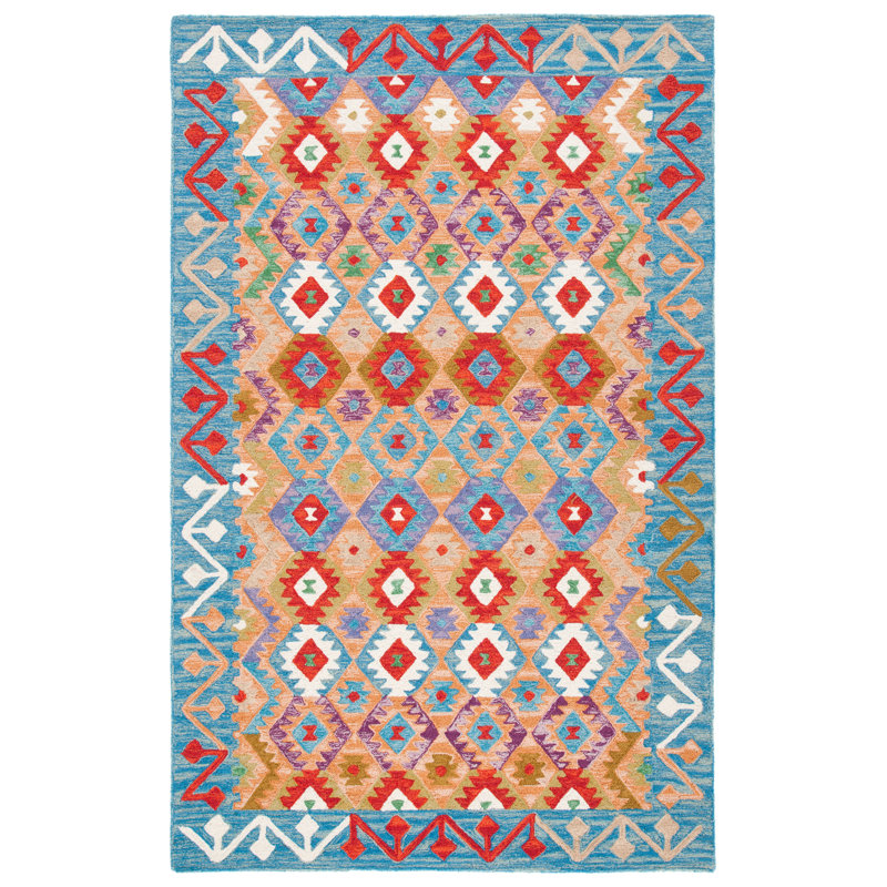 Tapis bleu clair / beige Horwich 417, Rectangle 8 pi x 10 pi