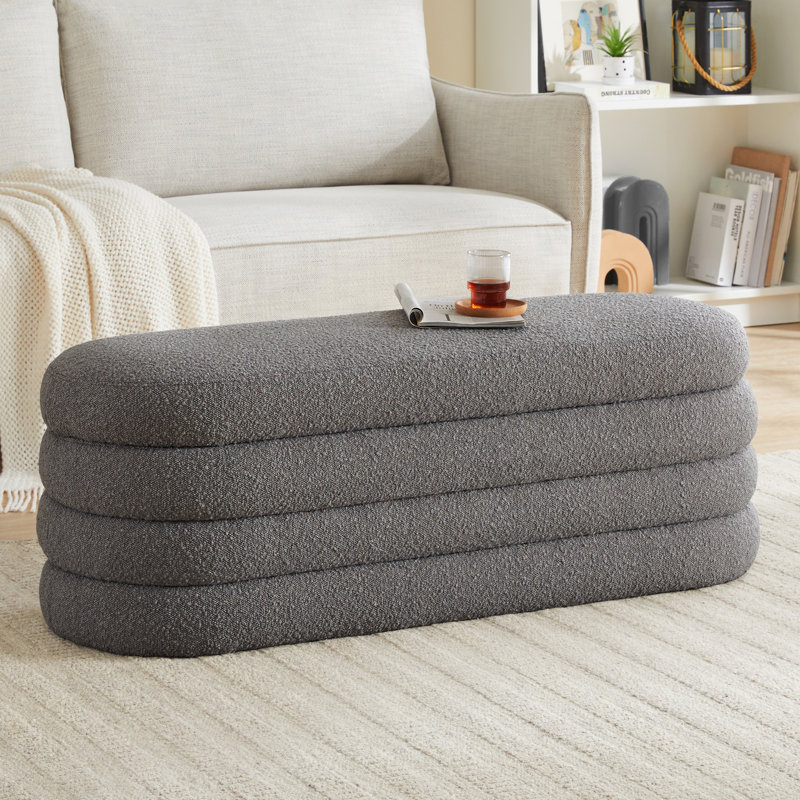 Rilie Upholstered Ottoman, Gray