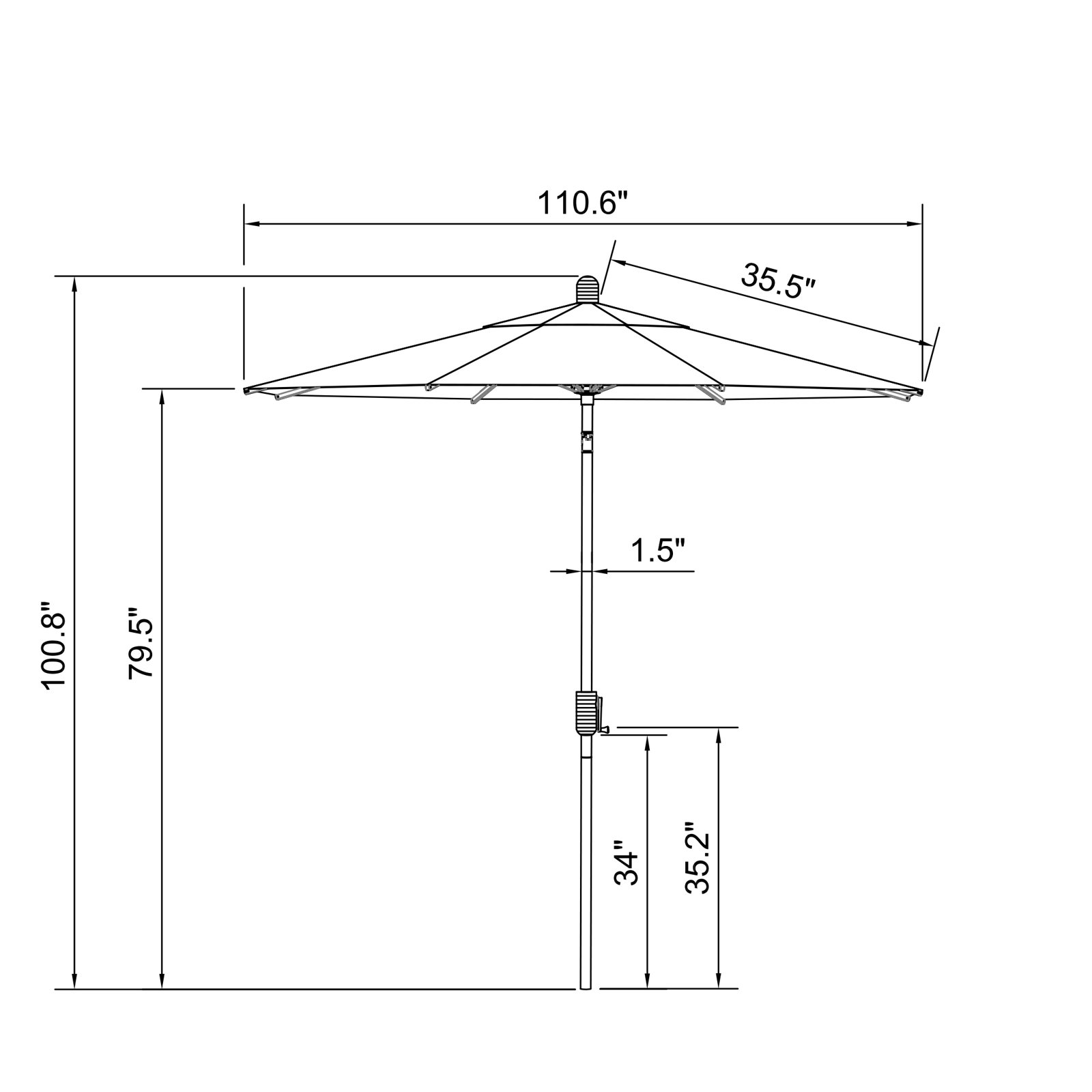 Natalie 104'' Outdoor Polyester Umbrella, Starring Gray, Natural