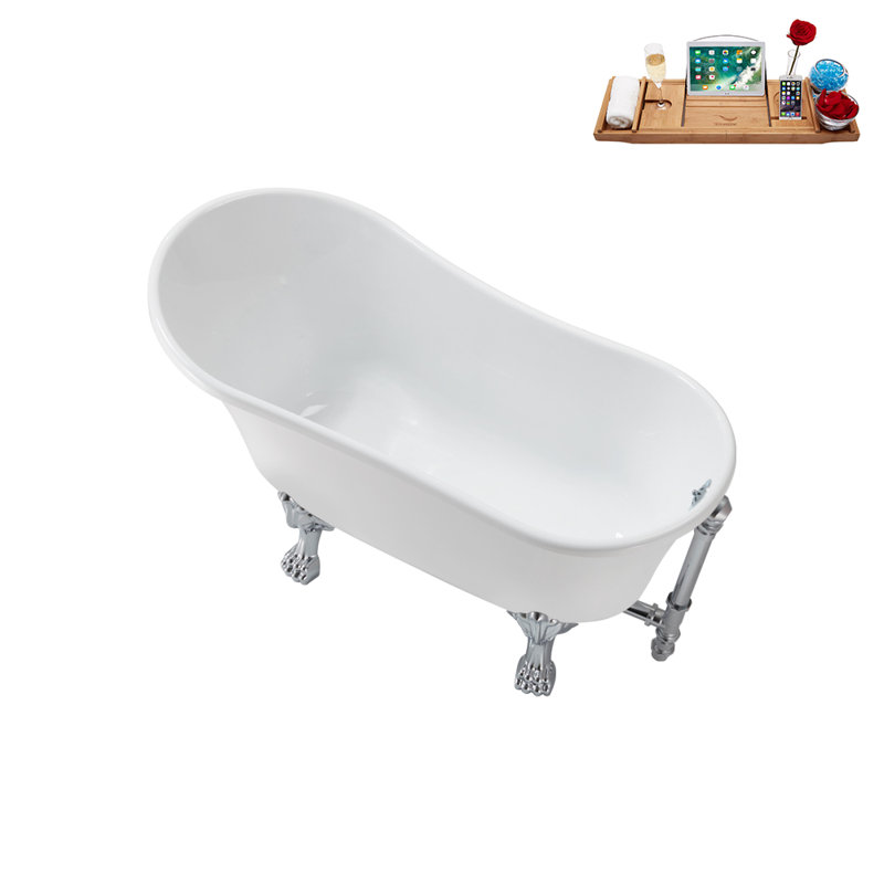 51.2'' x 25.6'' Soaking Acrylic Bathtub, Polished Chrome, Polished Chrome