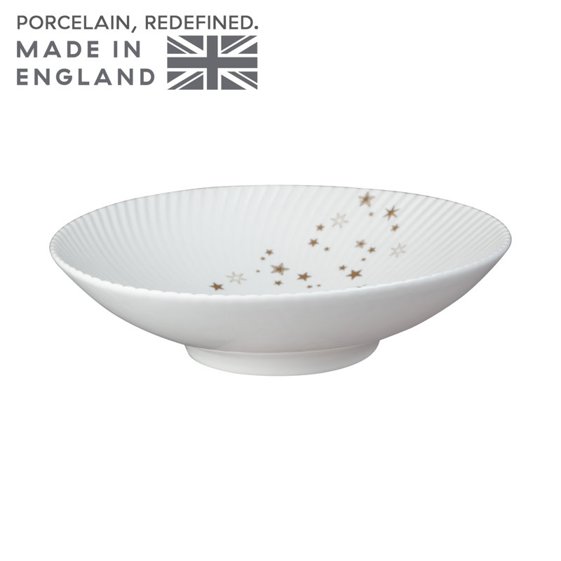 Porcelain Stars Pasta Bowl, White/Gold