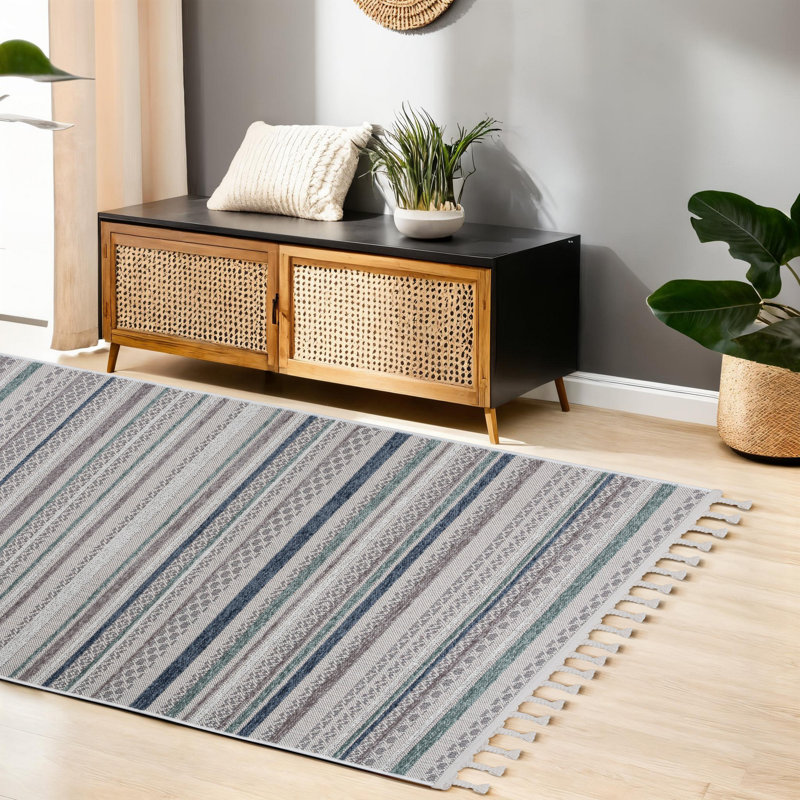 Soft Blue Hall Carpet, 2.6 x 4.9 Feet | 52% Polyester, 40% Cotton, 8% Chenille | Machine Woven, 1500 g/m² | Antibacterial, Washable (30°C), 0.3 in Pile Height | Easy to Clean with Vacuum & Spot Remover, Durable Design
