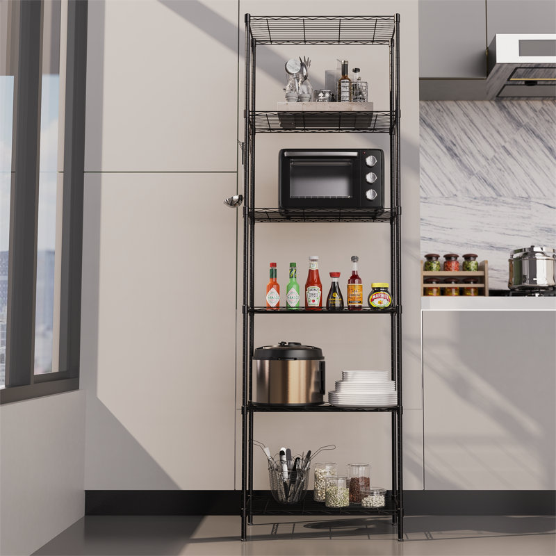 Eitan 54 cm W 6-Tier Steel Shelving Unit, Matt Black