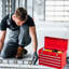 Boîte à outils portative en métal 4 - acier, revêtement rouge, pour coffre de garage et d'entrepôt avec 4 tiroirs - doublure de rouille, garage, entrepôt, travaux extérieurs