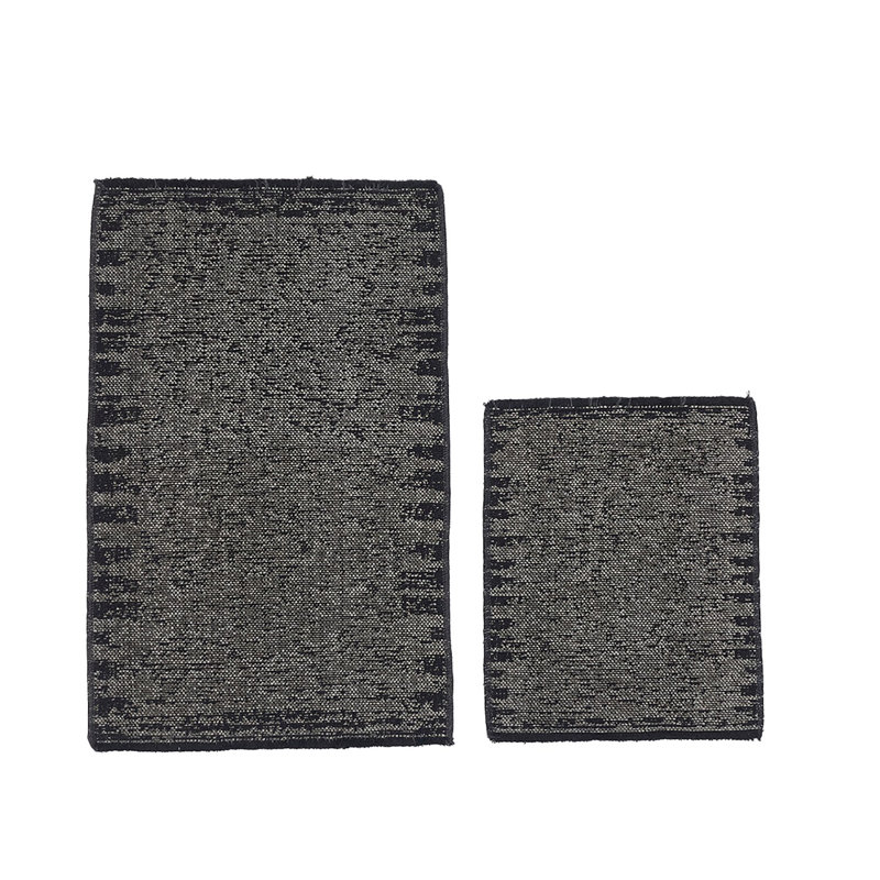 Ensemble de tapis de bain de luxe Choudhury (2 pièces), gris, 19,7 po x 23,6 po et 23,6 po x 39,4 po | 100% coton, dessous antidérapant, hauteur des poils: 0,04 po | Lavable à la machine, doux et absorbant, parfait pour la décoration de salle de bain