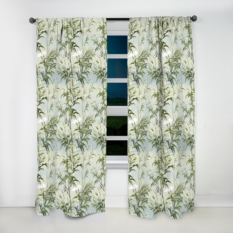 Motif de bambou tropical Zen II - rideau en velours tropical - obscurcissant - 1 panneau, L 52 po x L 90 po