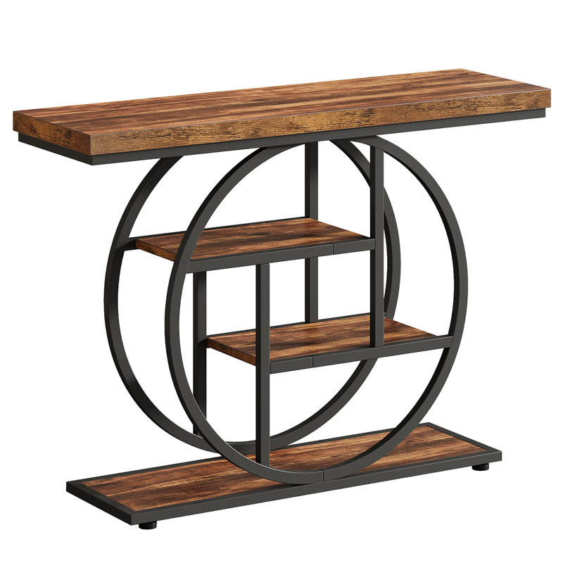 41.3" Industrial Console Table, Rustic Brown