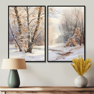 Trees Charm In Winter - Brown Art Prints On Canvas