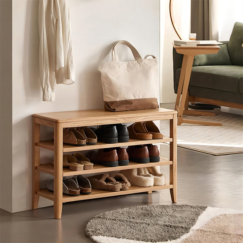 Banc en bois massif Burlywood, H 20,47 po x l 31,5 po x P 11,81 po