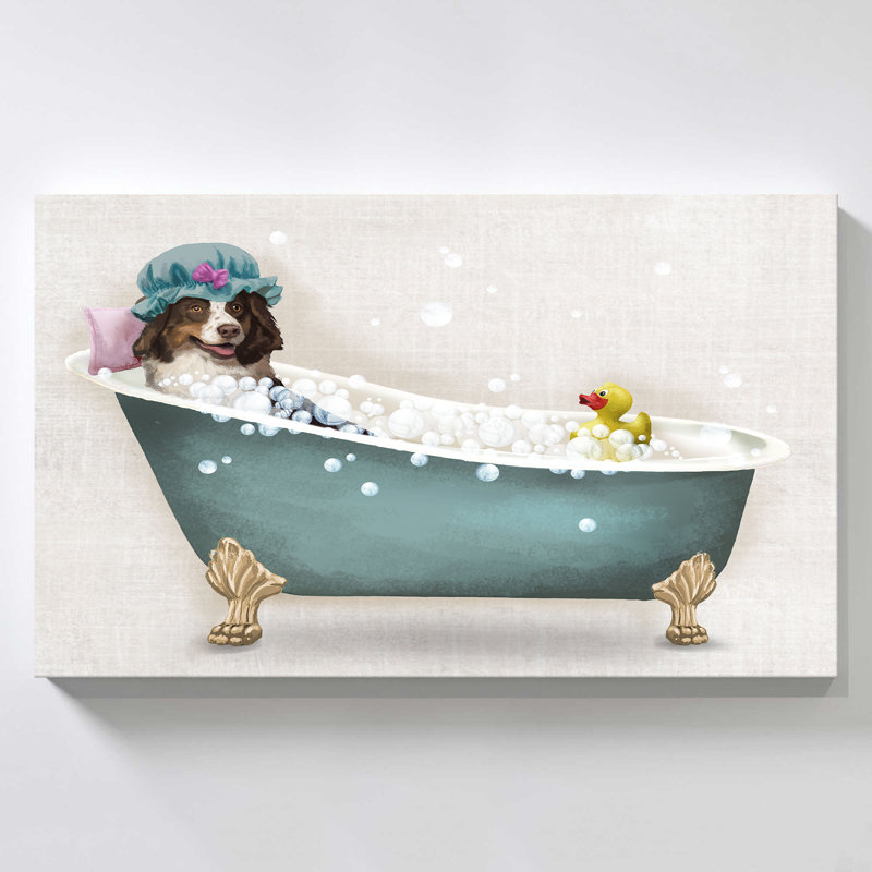 "Bath Dogs II" par Conrad Knutsen, reproduction sur toile, H 18 po x l 30 po x P 1 po