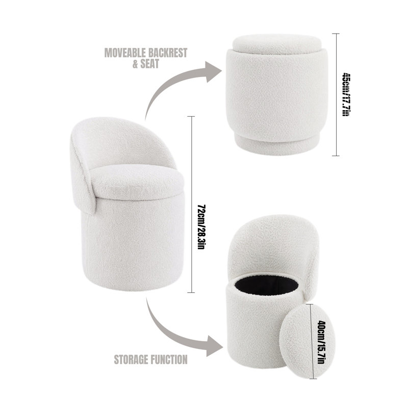 Fauteuil demi-tonneau avec rangement à plateau rabattable, Beige