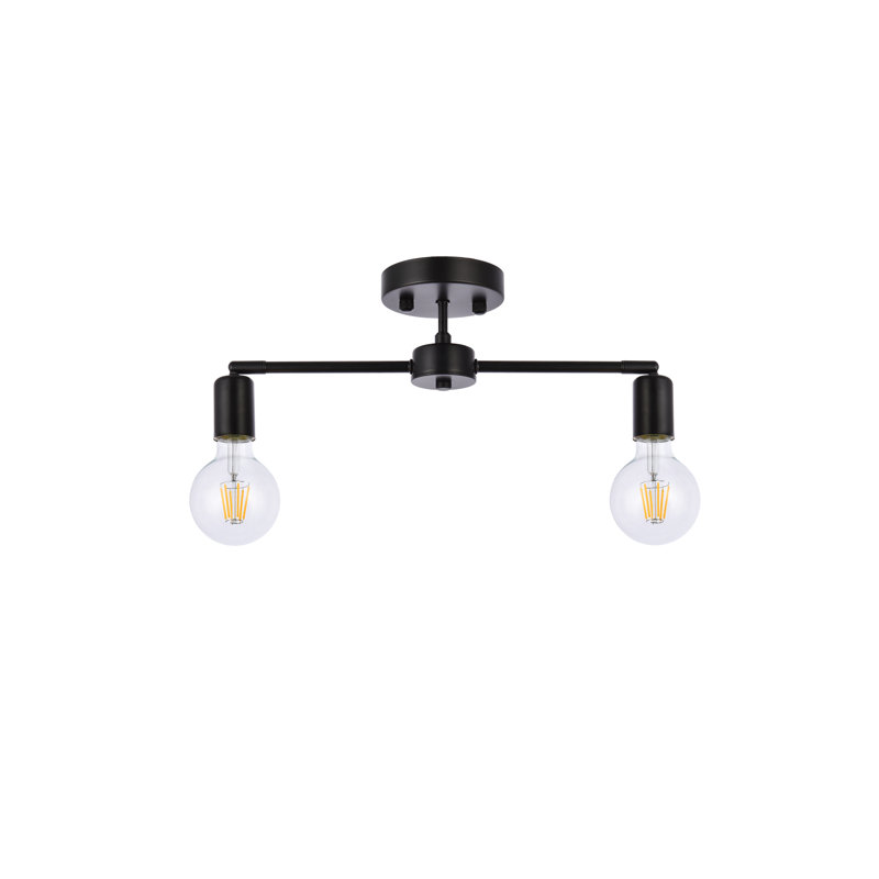 Plafonnier semi-encastré 21,5 po 2 lumières Hannigan, Noir