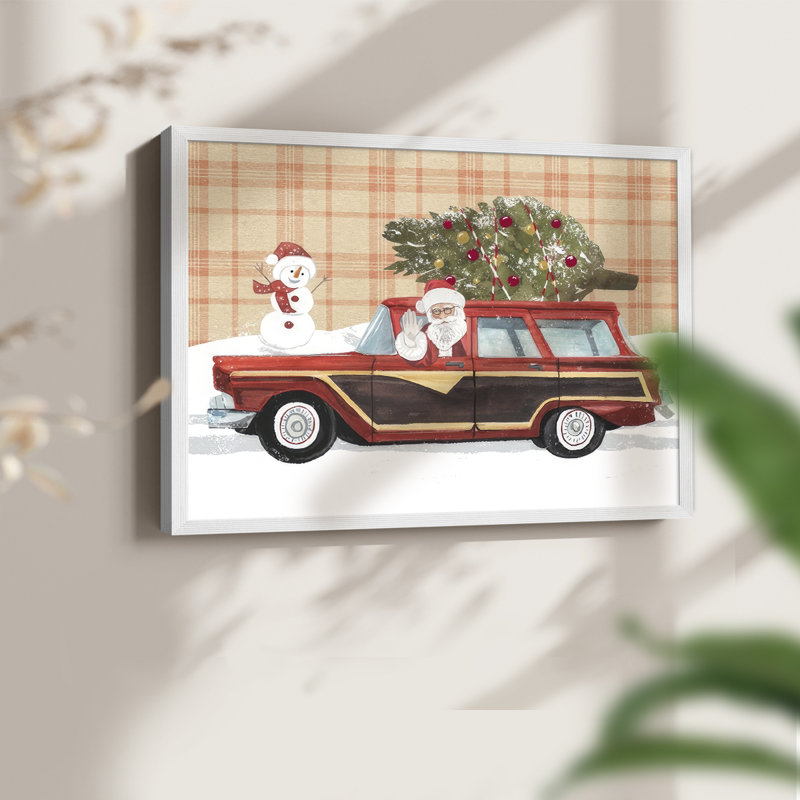 Père Noël sur roues I - reproduction encadrée - réarmable, Blanc