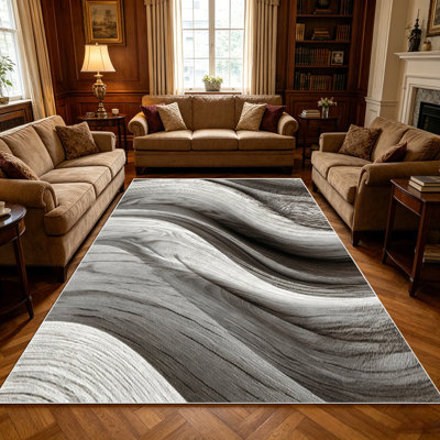 1PC Neutral Grey Wavy Wood Grain Abstract area rugs for Living Room, Soft, All seasons, Easy-maintain, Washable Indoor mat, Farmhouse suitable for Living Room, Dining Area, Bedroom, Entryway, Home Office, Backyard Patio, Home Decor, Outdoor Decor.