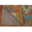 Tapis vert / rouge / bleu en laine tissé à plat à la main Ikat
