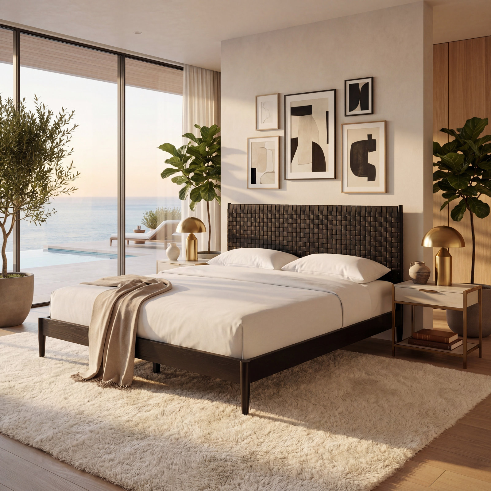 Tamita Leather Bed, Queen, Black