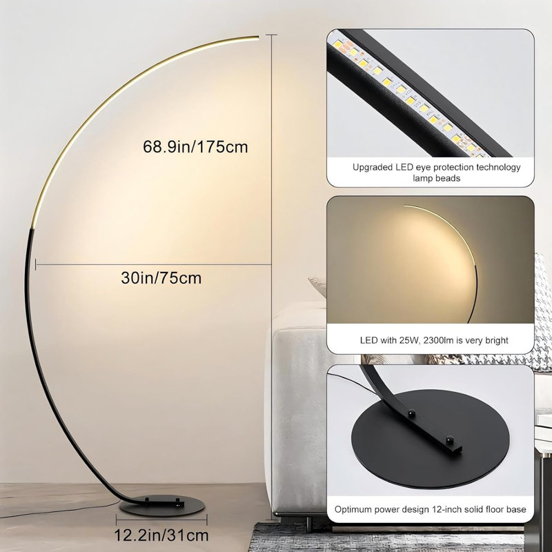 175cm Polished Arched Floor Lamp Set