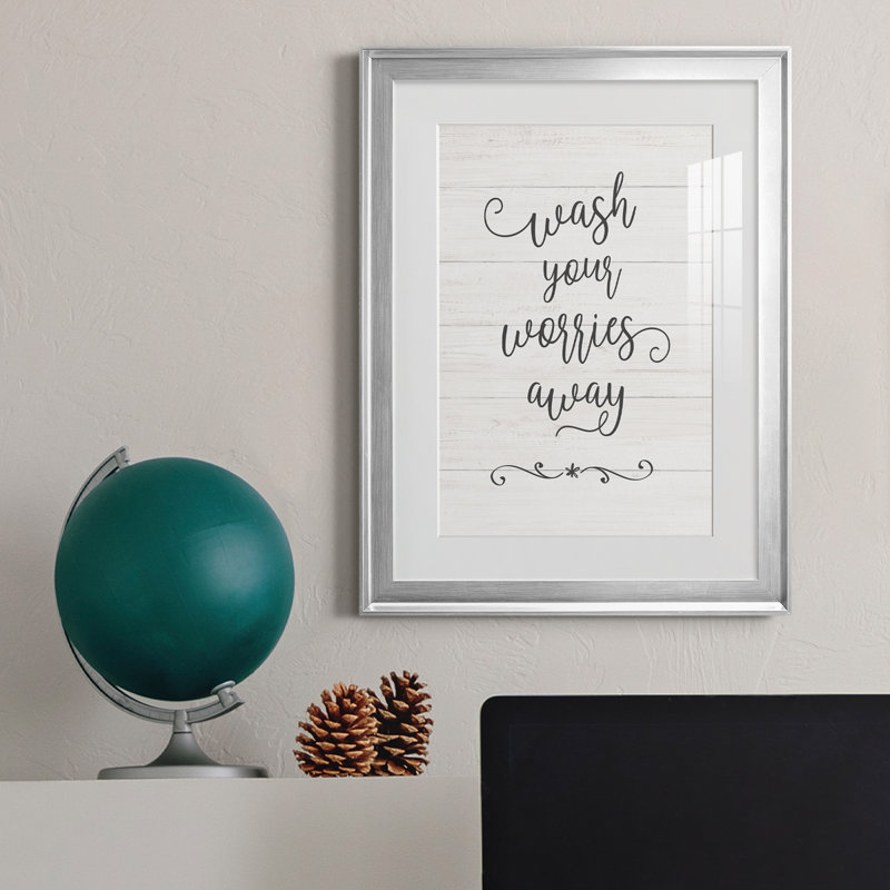 Wash Worries - Art textuel avec cadre photo, H 18,5 po x l 24,5 po x P 1,5 po, Argent