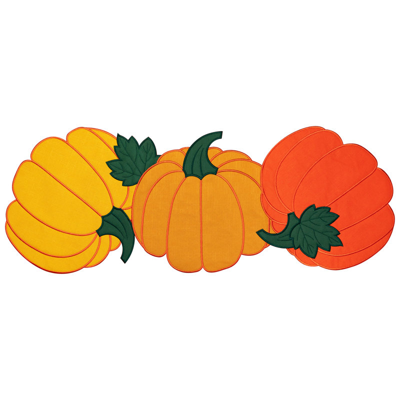 Pumpkin Trio Fall Harvest Table Runner - 32.25" X 13.25"