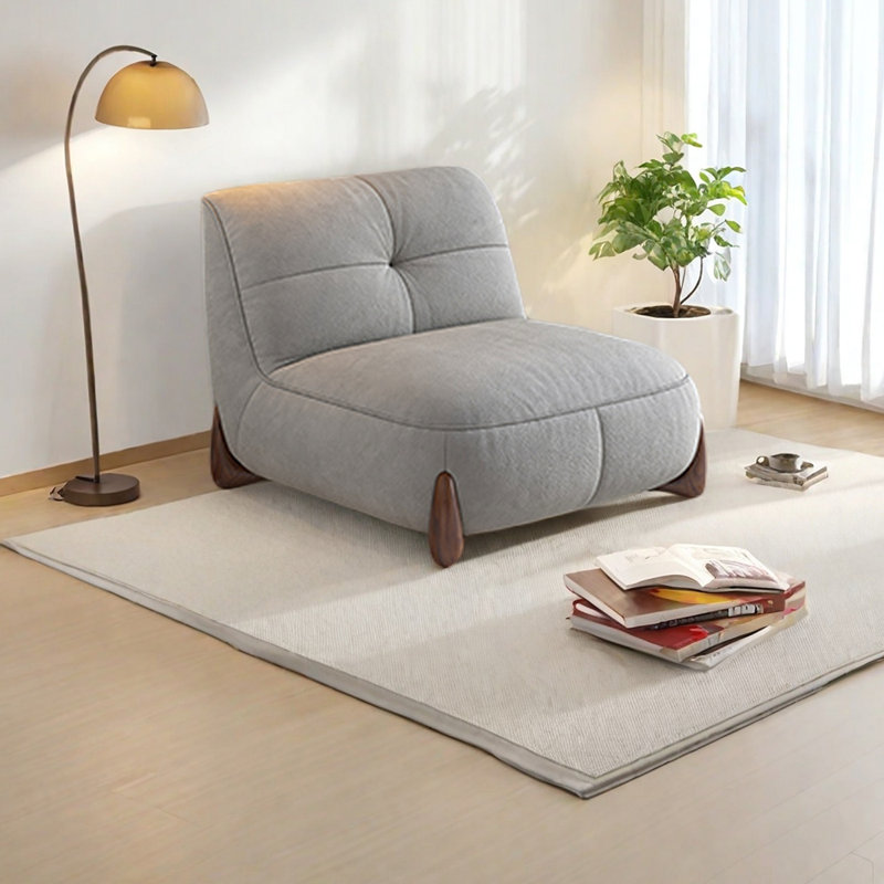 Chaise de loisirs moderne en tissu, Gris clair
