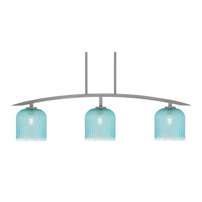 Kurve 3 Light Island Light Shown In Graphite Finish With 7" Textured Glass