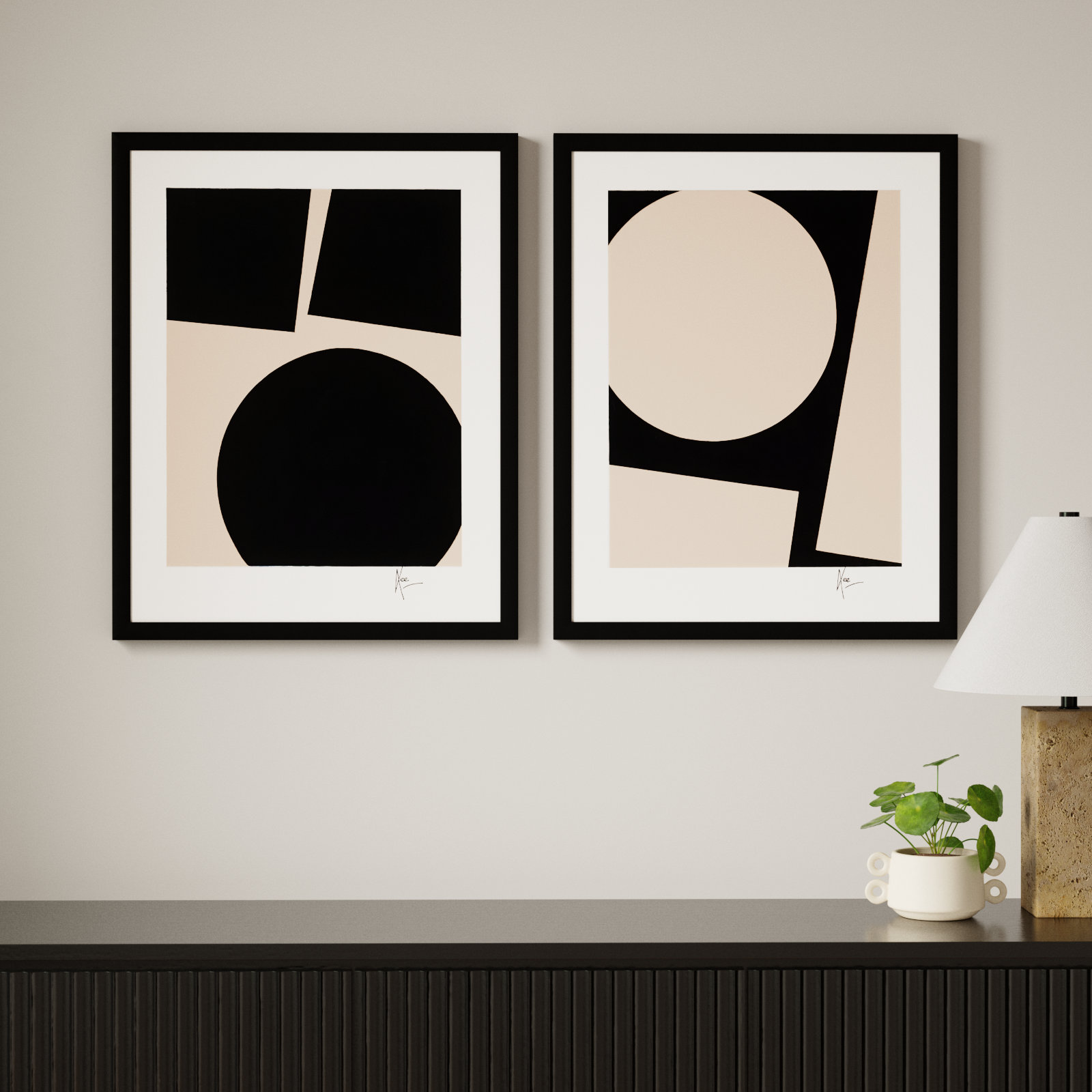 You & Me. Set Of 2 by Lee Lessem, Black, 30" H x 24" W x 1.25" D